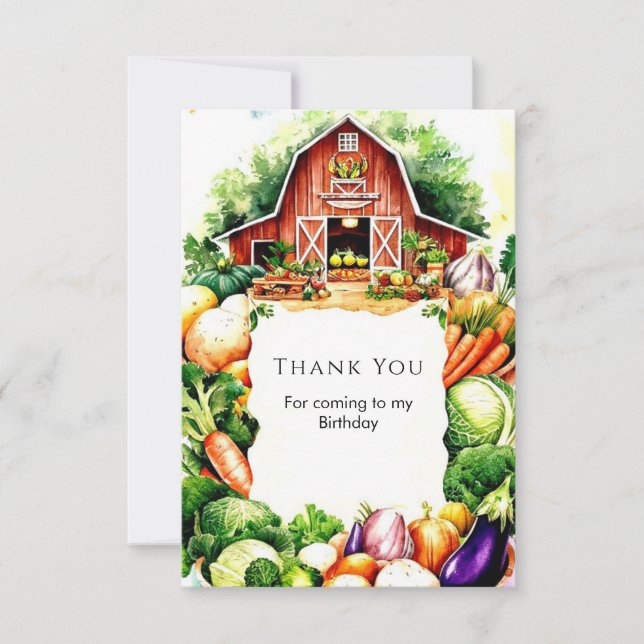 Färgämnen - Grönsaksbönder - Marknadsfödelsedag Tack Kort (Framsida)