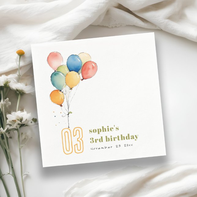 Färgämnen Gult Red Grönt Balloons Barns födelsedag Pappersservett (Skapare uppladdad)