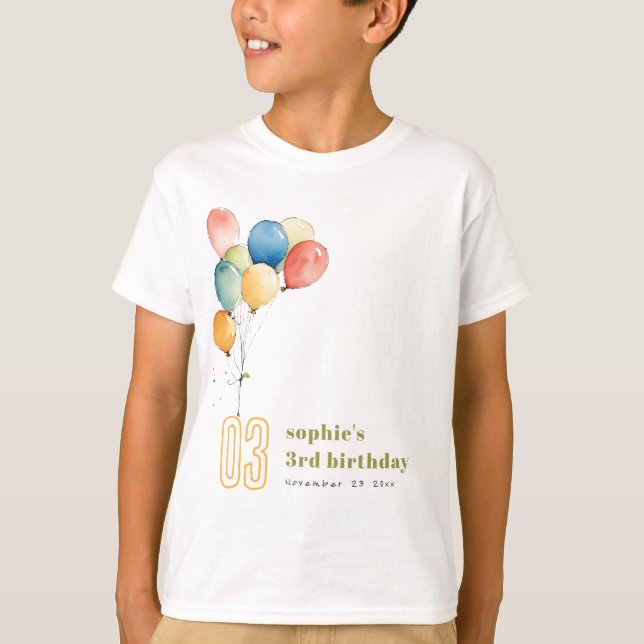 Färgämnen Gult Red Grönt Balloons Barns födelsedag T Shirt (Framsida)