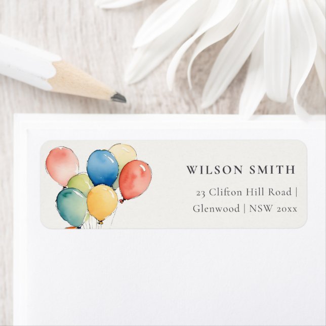 Färgämnen Gult Red Grönt Balloons Kids Adress Returadress Etikett (Insitu)