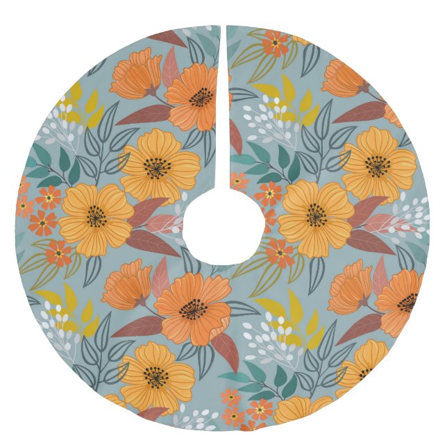 Färgämnen Hand plockade Flowers Mönster Julgransmatta Borstad Polyester (Framsidan)