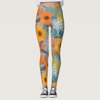 Färgämnen Hand plockade Flowers Mönster Leggings