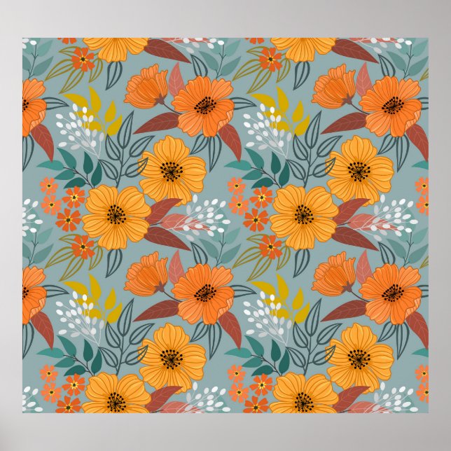 Färgämnen Hand plockade Flowers Mönster Poster (Framsidan)