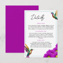 Färgämnen Hummingbird Lila Daisy Bröllop Tilläggskort
