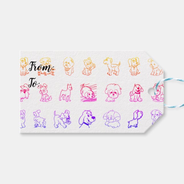 Färgämnen Hundar och valpar Mönster Presentetikett (Framsidan (Horisontell))