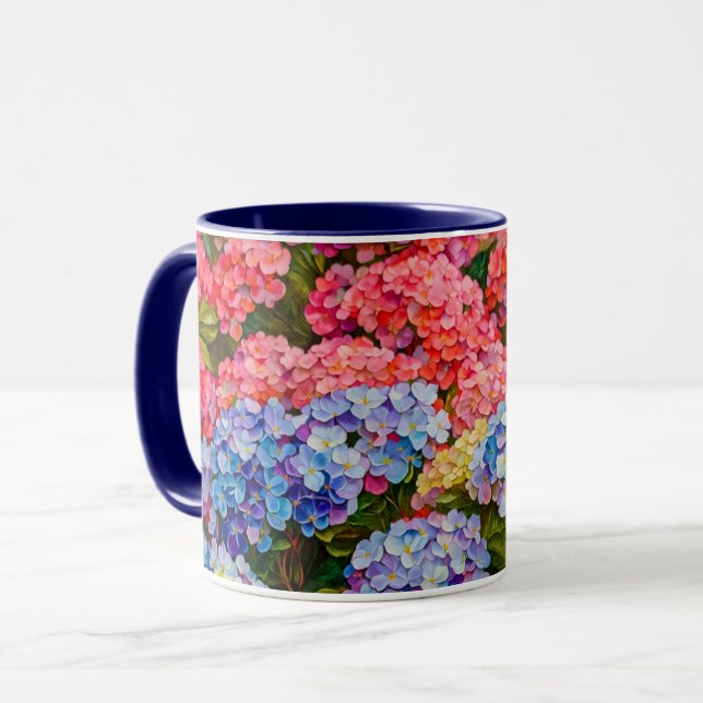 Färgämnen Hydrangea Flowers Art Mugg Kopp (Framsida vänster)