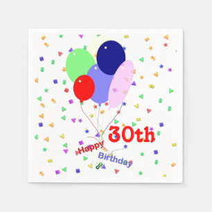 Färgämnen i 30års födelsedag-ballonger i Lycklig Pappersservett