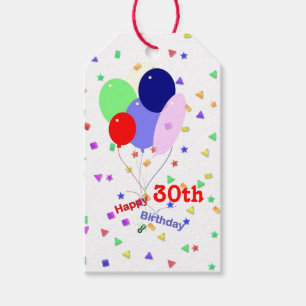 Färgämnen i 30års födelsedag-ballonger i Lycklig Presentetikett