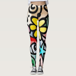 Färgämnen i abstraktens Roligt Leggings