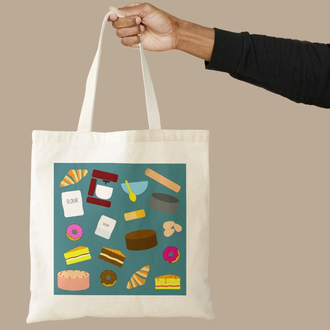 Färgämnen i bakat och bakverk av utensils i säcken tygkasse (Bakery tote bag)