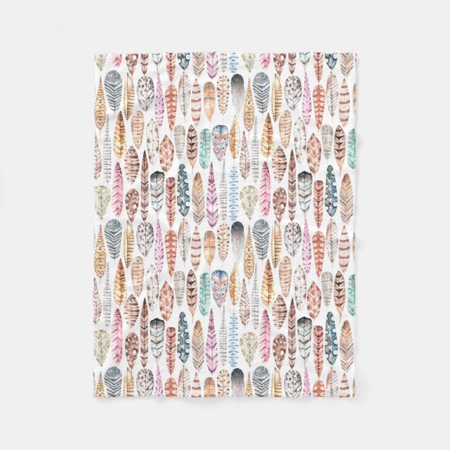 Färgämnen i bohemiska stammen Vattenfärgfjädrar Fleecefilt (Framsidan)