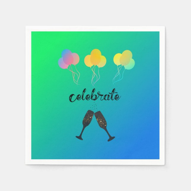 Färgämnen i champagne och ballonger pappersservett (Framsidan)