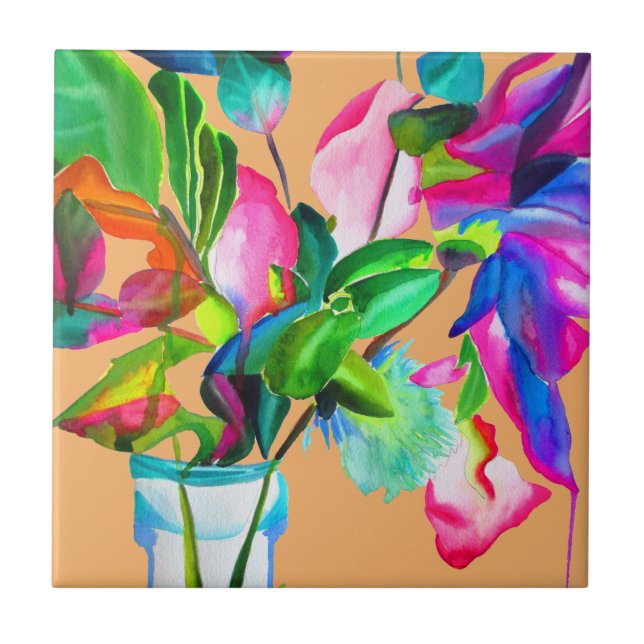 Färgämnen i den moderna blommigten: blommor, vatte kakelplatta (Framsidan)