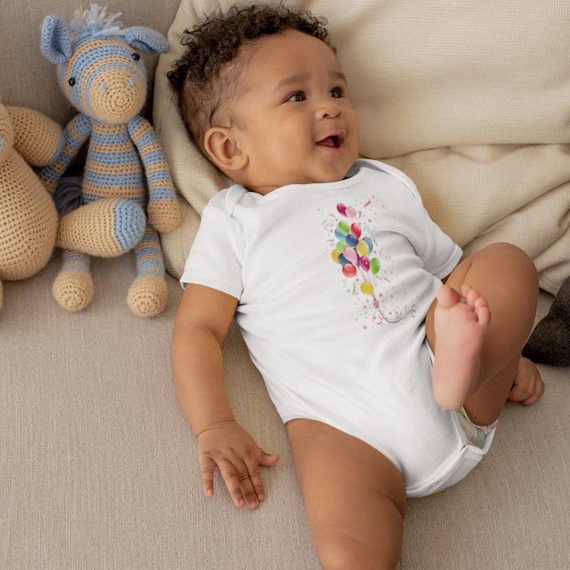 Färgämnen i Firande Party-ballonger och band T Shirt (Colorful Celebration Party balloons & ribbon Baby Bodysuit)