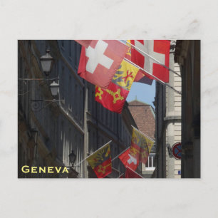 Färgämnen i Flaggor i Genève, Schweiz Vykort