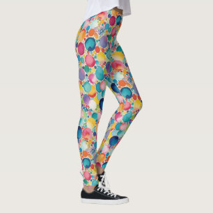 Färgämnen i flera Färg-cirklar Vattenfärg Mönster Leggings