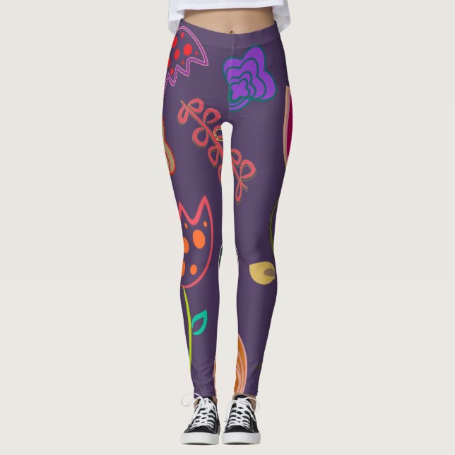 Färgämnen i form av tulpaner och blommor leggings (Framsida)