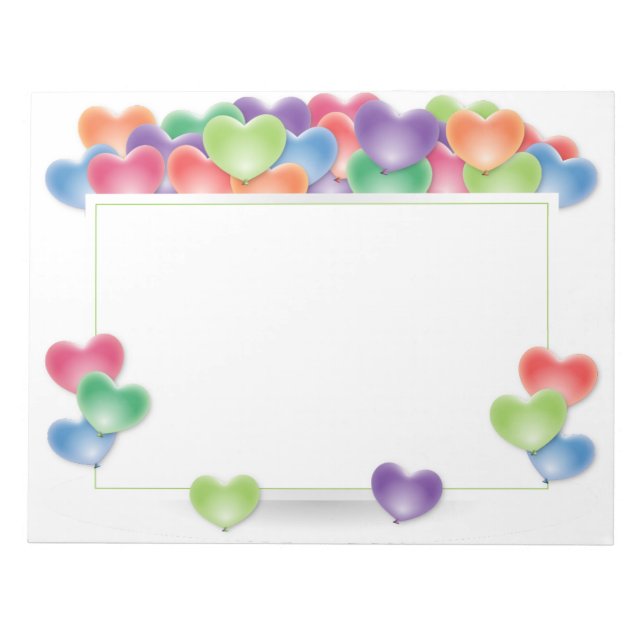 Färgämnen i Kärlek Heart-ballonger Ram Anteckningsblock (Framsida)