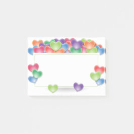 Färgämnen i Kärlek Heart-ballonger Ram Post-it Block