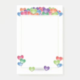 Färgämnen i Kärlek Heart-ballonger Ram Post-it Block
