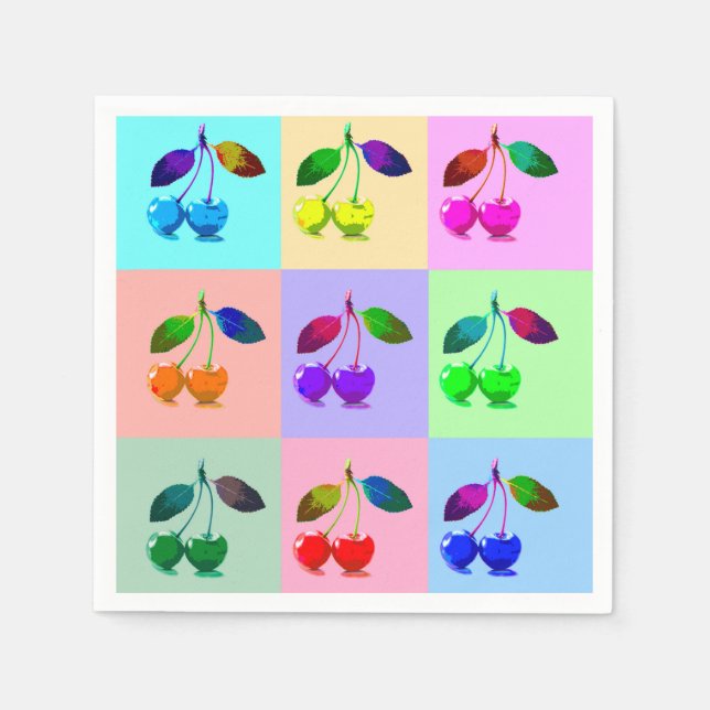 Färgämnen i körsbär - poppost pappersservett (Framsidan)