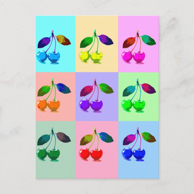 Färgämnen i körsbär - poppost vykort (Framsida)