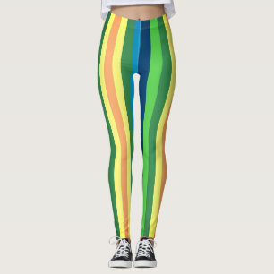 Färgämnen i Rand,Grönt,Linjer i blå Gult Leggings