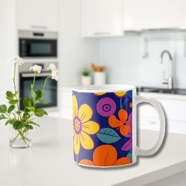 Färgämnen i Retro-blommor-Dopamin Stil Kaffemugg
