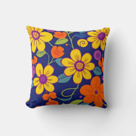 Färgämnen i Retro-blommor-Dopamin Stil Kudde