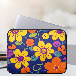 Färgämnen i Retro-blommor-Dopamin Stil Laptop Fodral