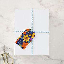 Färgämnen i Retro-blommor-Dopamin Stil Presentetikett