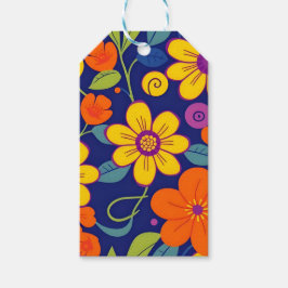 Färgämnen i Retro-blommor-Dopamin Stil Presentetikett