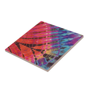 Färgämnen i Rosa Blå Abstrakt Modern batik Tie  Kakelplatta