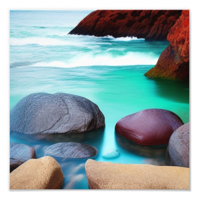 Färgämnen i Sten i Turquise Sea Fototryck (Framsidan)