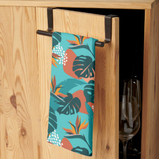 Färgämnen i Tropical handflatan löv och hibiscus-b Kökshandduk