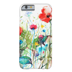 Färgämnen i Vår blommor och Röd vallmo, vattenfärg Barely There iPhone 6 Skal