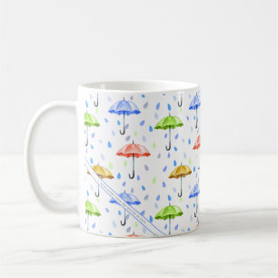 Färgämnen i vattenfärgen Umbrellas och regndrop Kaffemugg