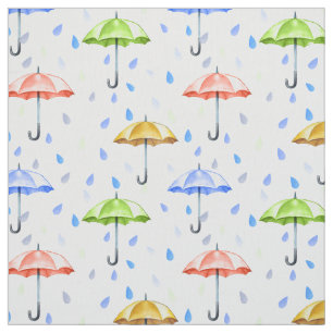Färgämnen i vattenfärgen Umbrellas och regndrop Tyg