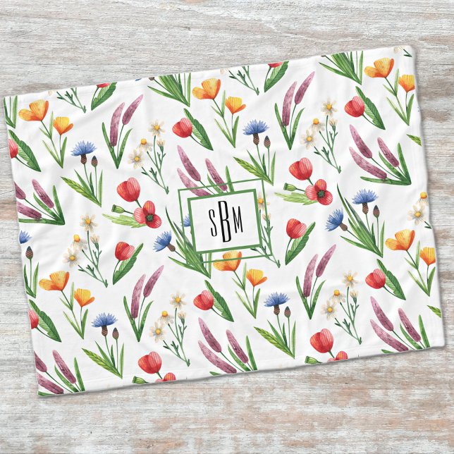Färgämnen Illustrated Wildblommor Mönster Fleecefilt (Skapare uppladdad)