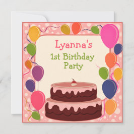 Färgämnen Kake Birthday-inbjudan Inbjudningar