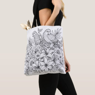 Färgämnen Lilly A och Parrots med blomningsfärg Tygkasse