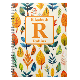 Färgämnen löv boho personlig monogram anteckningsbok