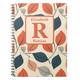 Färgämnen löv boho personlig monogram anteckningsbok