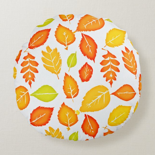 Färgämnen Löv Mönster Rund Kudde (Framsidan)