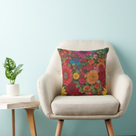 Färgämnen med blandad blomma kudde