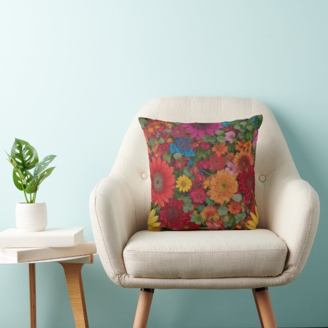 Färgämnen med blandad blomma kudde (Stol)