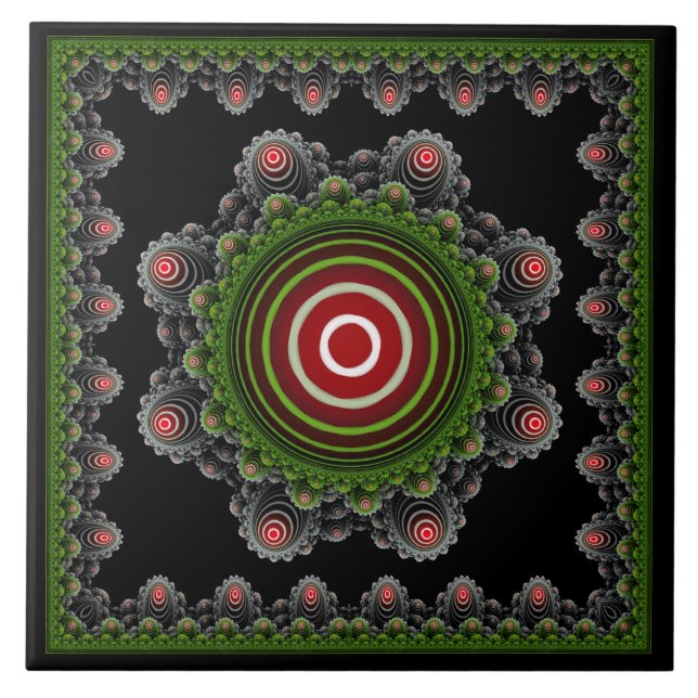 Färgämnen, naturligt, fet fraktal, ornament kakelplatta (Framsidan)