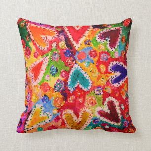Färgämnen och Abstrakt Hearts Dekorativ kudde