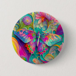 Färgämnen och blommor av Psychedelic Butterfly Knapp