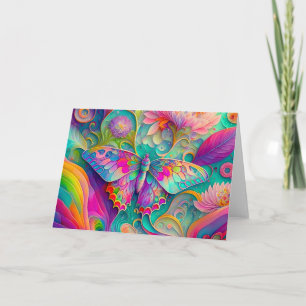 Färgämnen och blommor av Psychedelic Butterfly Kort